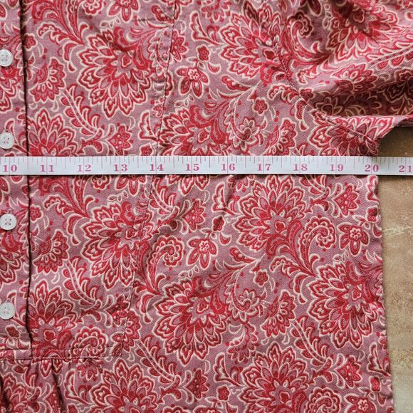 Lands' End Tunic Womens Sz Medium 3/4 Slv Brushed Twill Red Pink Paisley 511833 - Picture 8 of 9